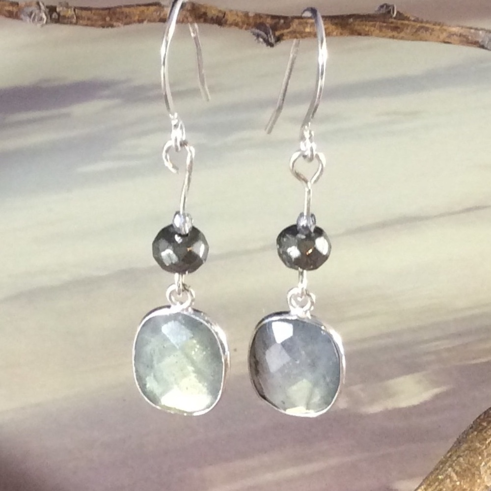 Labradorite Stone Dangle Earrings